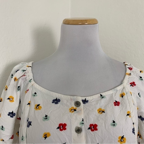 Madewell Seamed Floral Top Smocked Back Size Short Sleeve - Picture 10 of 16
